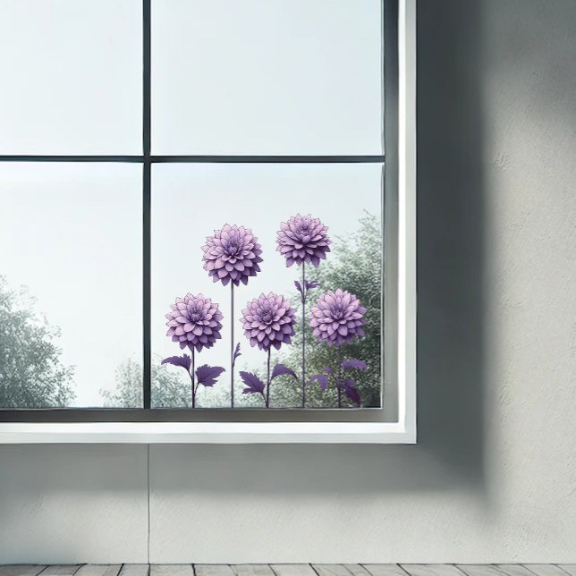 5 Lavender Dahlia Stickers  (Brighten your view with a simple sticker or two.  )