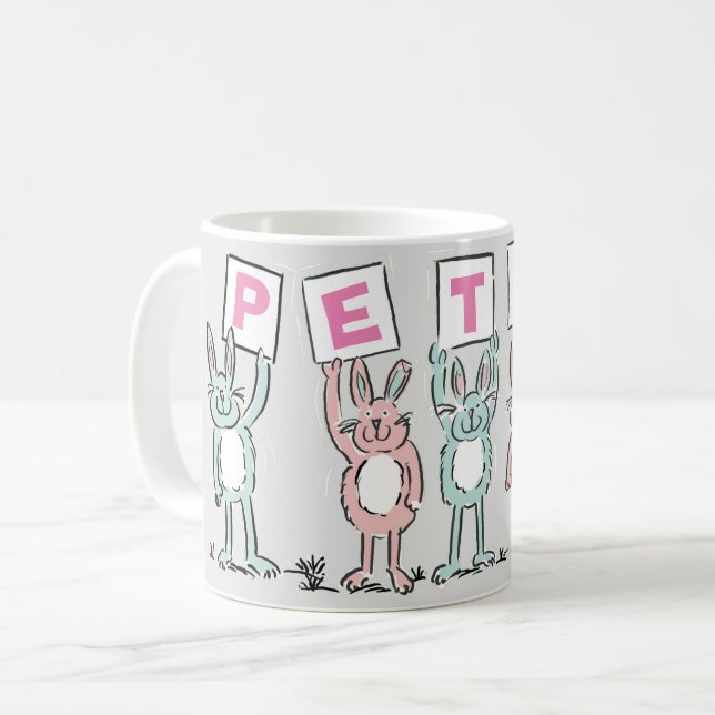5 Letter Name With Fun Rabbits Coffee Mug (Front Left)