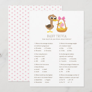 5 Little Ducks Baby Trivia | Girl Baby Shower Invitation