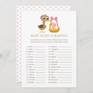 5 Little Ducks Baby Trivia   Word Scramble Invitation