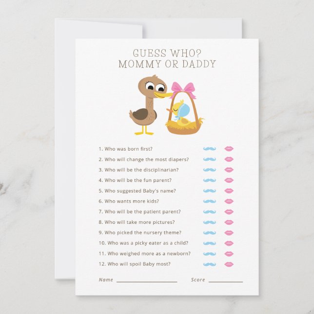 5 Little Ducks | Guess Who Mummy or Daddy? Invitation (Front)