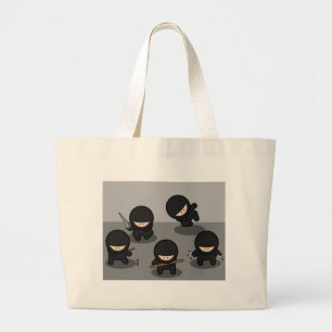 5 Little ninjas Large Tote Bag