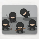 5 Little ninjas Mouse Pad<br><div class="desc">5 cute little ninjas in various stances and holding a variety of weapons,  including a dagger,  some nunchucks,  and throwing  stars.</div>