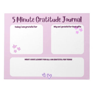5 minute gratitude journal  notepad