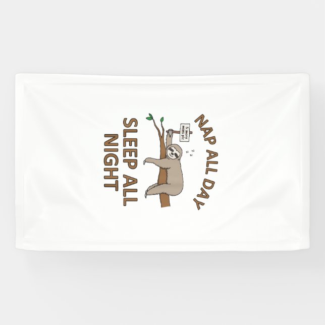 5 More Mins Funny Sloth Shirt Sleep Napping Cute T Banner (Horizontal)