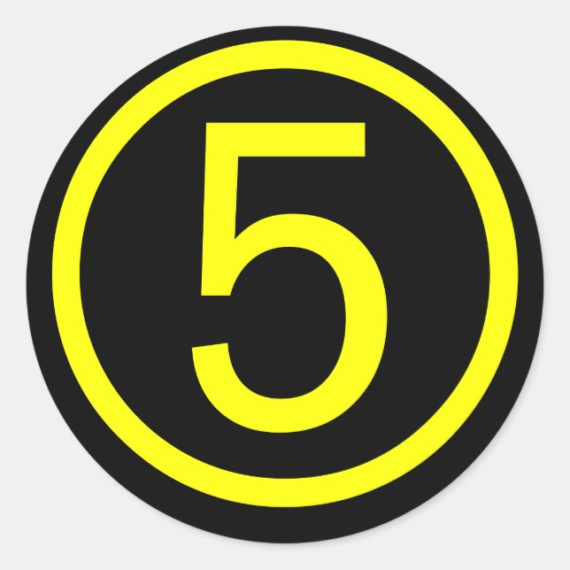 5 - number five classic round sticker (Front)