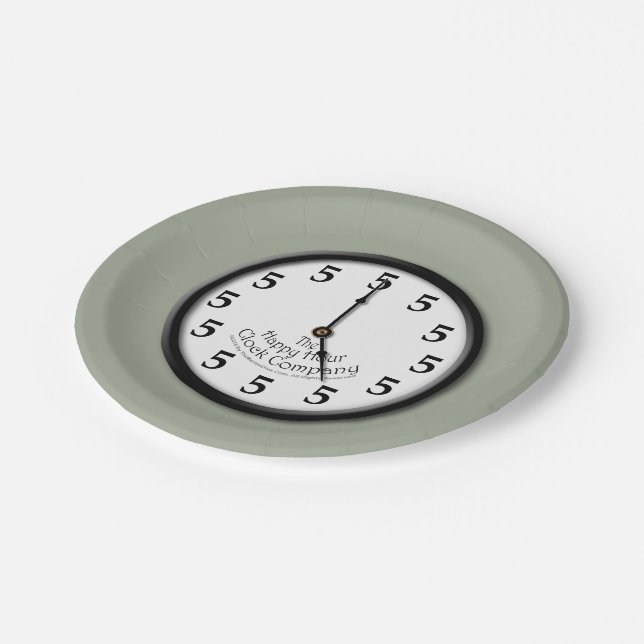 5 O'Clock Clock Paper Plate (Angled)