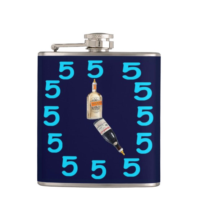 5 O'Clock Forever Vinyl Wrapped Flask (Front)