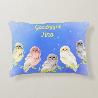 5 Pastel coloured owls Accent Pillow