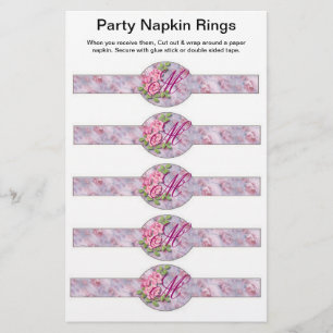 5 per sheet Birthday or Wedding Paper Napkin Rings