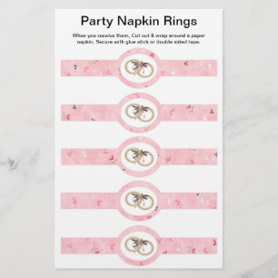 5 per sheet Pink Wedding Rings Paper Napkin Rings