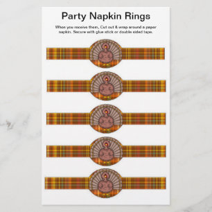 5 per sheet Thanksgiving Turkey Paper Napkin Rings