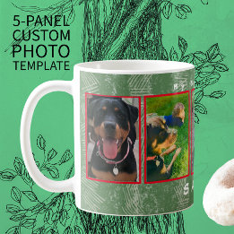 5-photo 2-text personalise Holiday Pet, Family Pix Coffee Mug