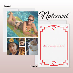 5 photo add message red text flat note card