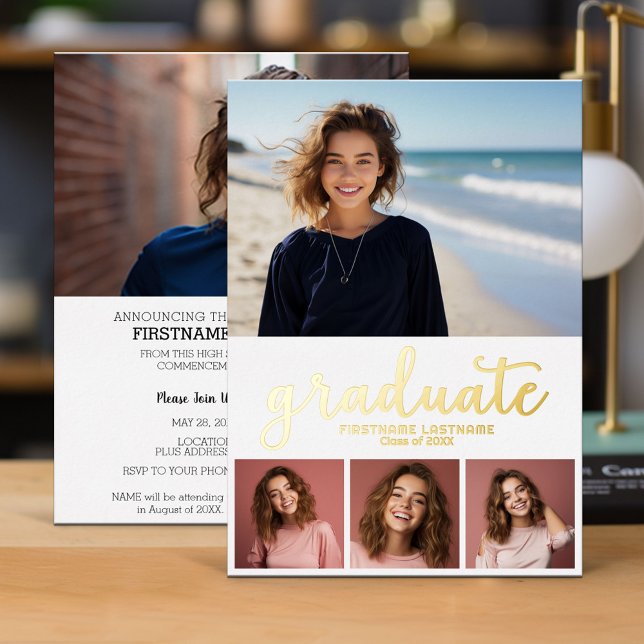 5 Photo Announcement Graduation Party Invitation (Graduation Invitation)