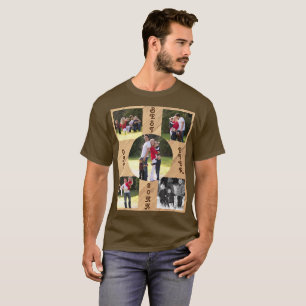 5 Photo Best Dad Ever 20XX Wood Grain Diagonal T-Shirt