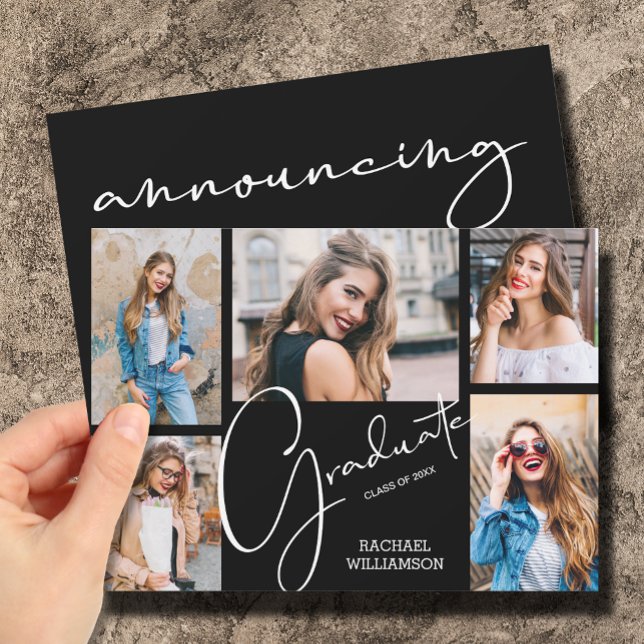 5 Photo Black Graduation Announcements (Creator Uploaded)