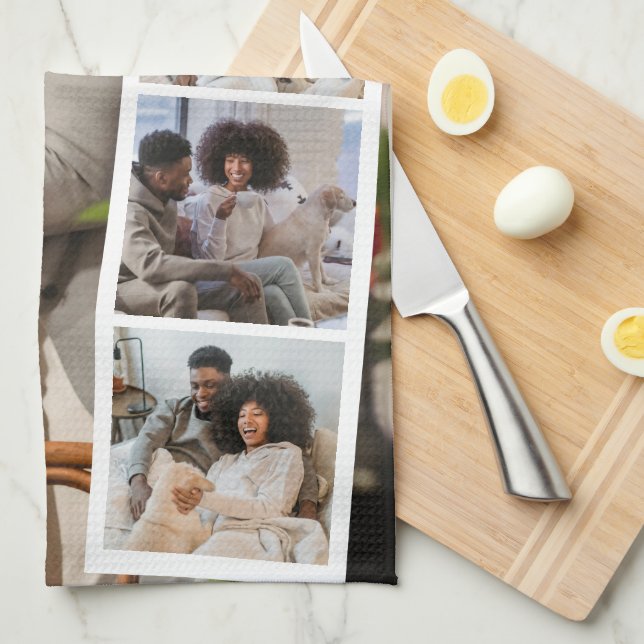 5 Photo Booth Modern Personalised Tea Towel (Quarter Fold)