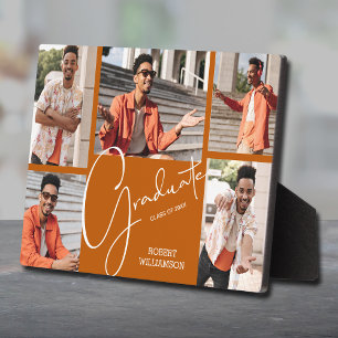 5 Photo Burnt Orange Graduation Keepsake Plaque