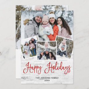 5 PHOTO Christmas Rustic Birch Bark Greeting Holiday Card