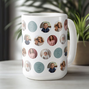 5 Photo Circle Border Collage - Black White Coffee Mug