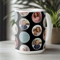 5 Photo Circle Border Collage - Black White