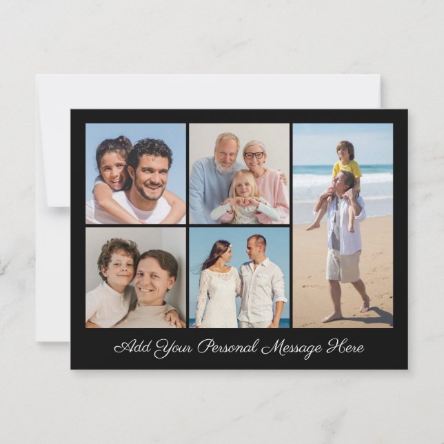 5 Photo Collage Add Your Own Greeting Card (Front)