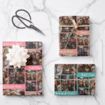 5 photo Collage - Best Friends Coral Teal Natural Wrapping Paper Sheet<br><div class="desc">Add five square picture to make unique and trendy photo gift wrap. Add text and photos first. If you need to move anything around,  click on the customise button to make changes.</div>