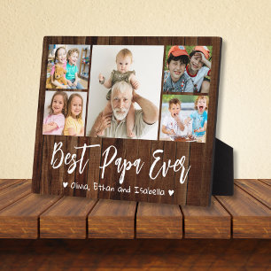  5 Photo Collage Best Papa Ever Grandkids Wood    Plaque