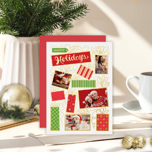 5 Photo Collage Christmas Foil Holiday Card