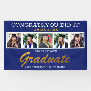 5 Photo Collage Congrats Grad 2022 Graduation Blue Banner