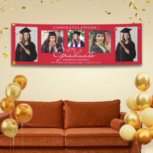 5 Photo Collage Congratulations Graduate 2026 Red Banner