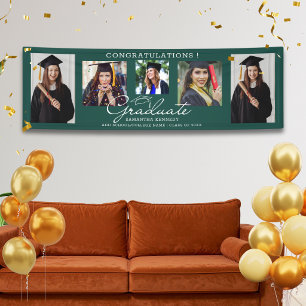 5 Photo Collage Congratulations Graduate Green Banner