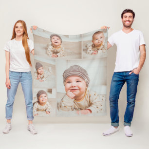 5 Photo Collage Custom Personalised Fleece Blanket