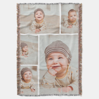 5 Photo Collage Custom Personalised Throw Blanket