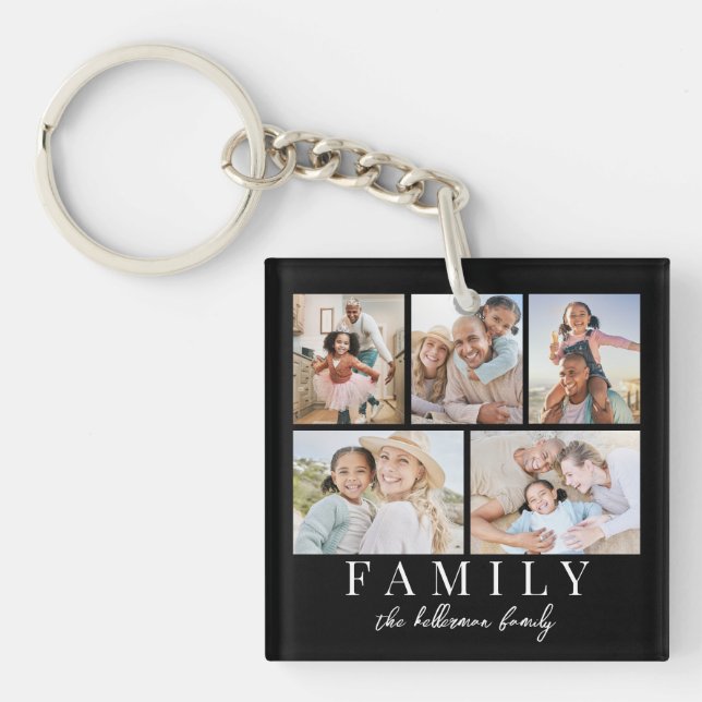 5 Photo Collage Double Sided Key Ring (Front)