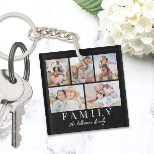 5 Photo Collage Double Sided Key Ring
