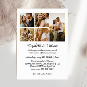 5 Photo Collage Elegant Wedding Invitation