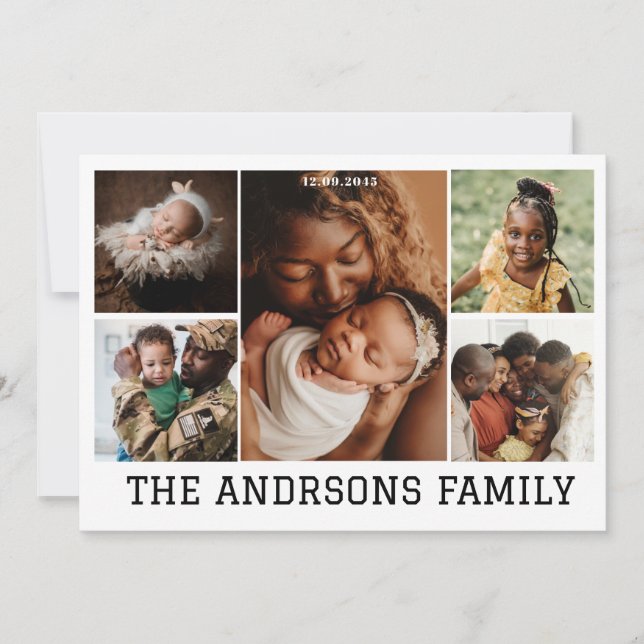 5 photo collage family holiday card | Invitation (Front)