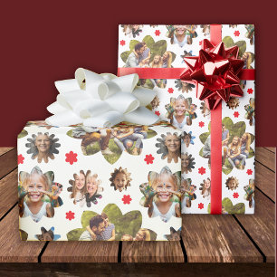 5 Photo Collage Flower Birthday Wrapping Paper