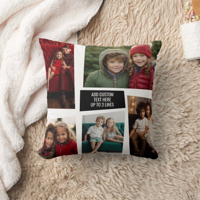 5 Photo Collage Funky Mid Century Modern Angles Cushion (Blanket)