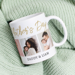  5 Photo Collage Gold First Mother's Day New Mom Coffee Mug