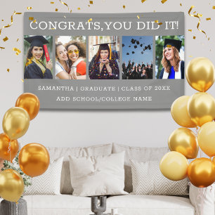 5 Photo Collage Graduation 2026 Congrats Grad Grey Banner