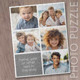 5 Photo Collage Grey Text Box - Simple, Modern Jigsaw Puzzle