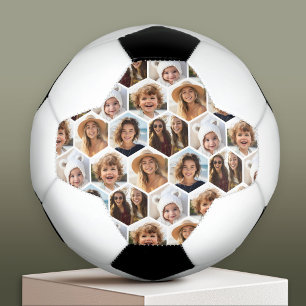 5 Photo Collage Honeycomb Hexagon Pattern - white Soccer Ball