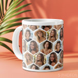 5 Photo Collage Honeycomb Pattern BE Patient  Large Coffee Mug<br><div class="desc">BE PATIENT - IT may take a few minutes for your photos to load. 5 Photo collage in a layout that includes a honeycomb pattern made with all of the photos. Add your favourite pics to this fun template. You can use square photos or any photos for this grid. --...</div>