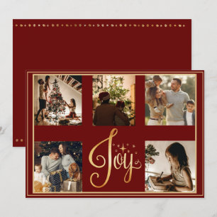 5 photo Collage Joy Christmas Xmas Holiday Card
