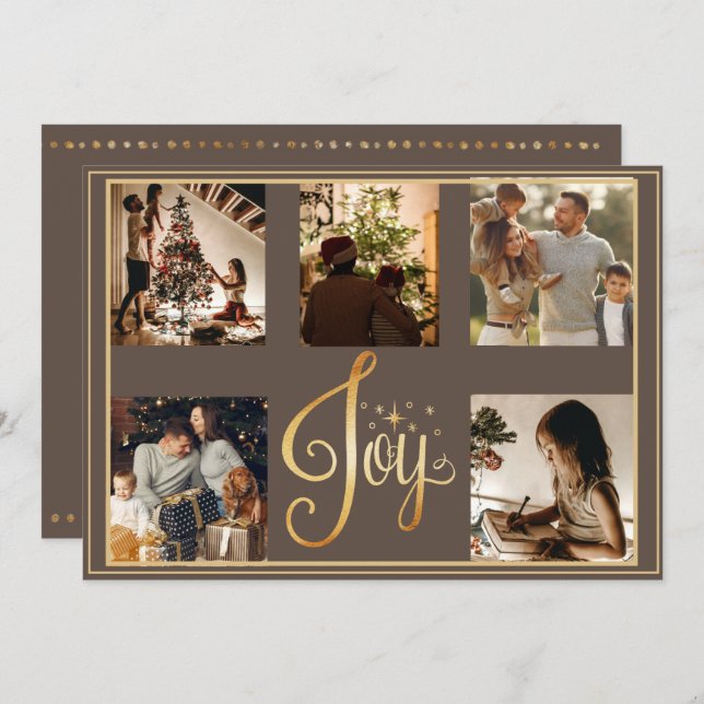 5 photo Collage Joy Gold Christmas Xmas Holiday (Front/Back)
