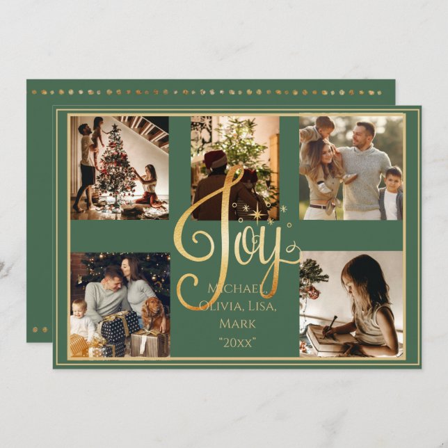 5 photo Collage Joy Gold Xmas Christmas Holiday (Front/Back)