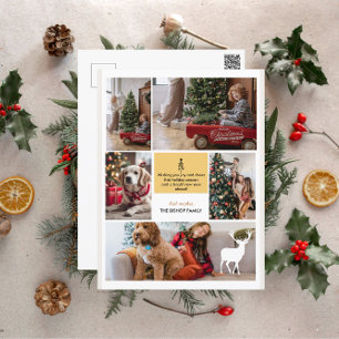 5 Photo Collage Merry Christmas Script Greeting Holiday Postcard